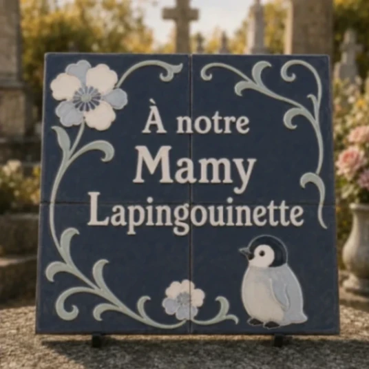 Plaque funéraire en céramique peinte à la main