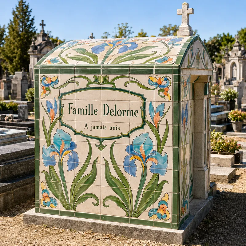 Caveau de la famille Delorme habillé en céramique