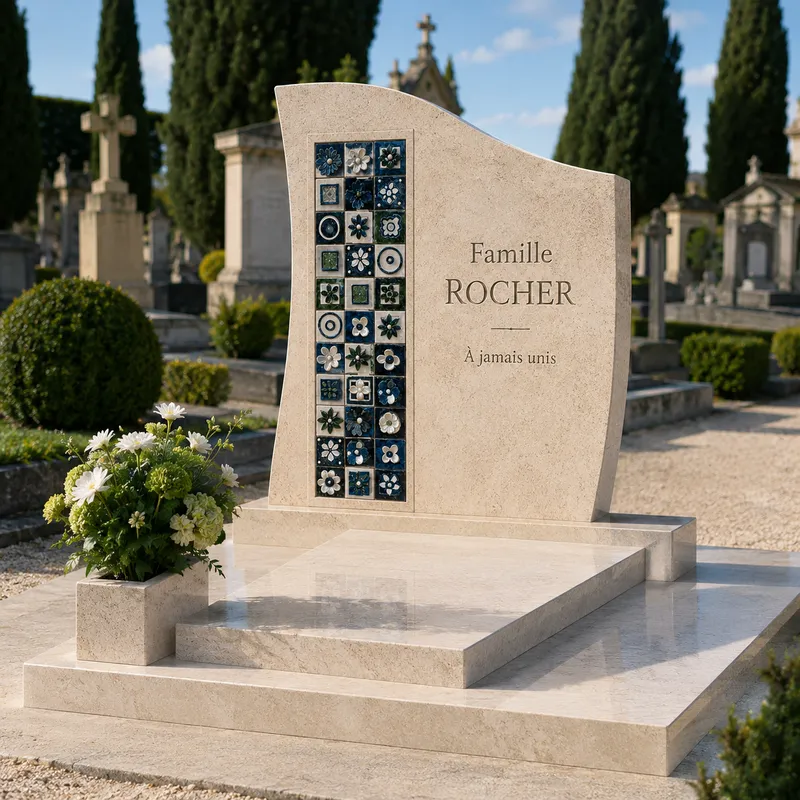 Dalle céramique, composition florale